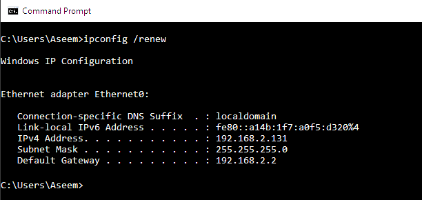 Renew IP Address