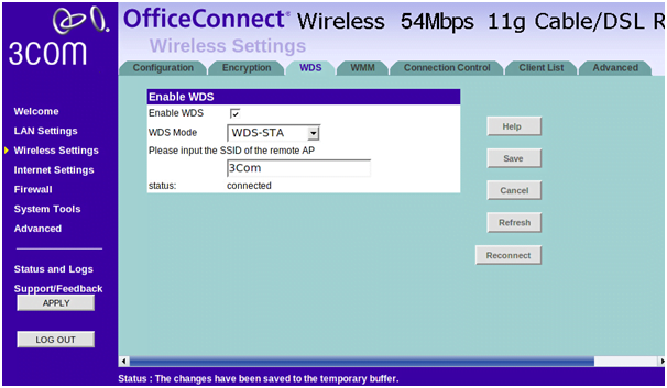 3COM Router Wireless Settings