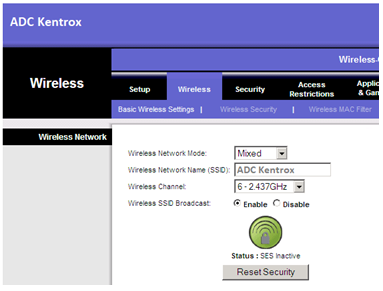 ADC Kentrox Router Wireless Network Settings