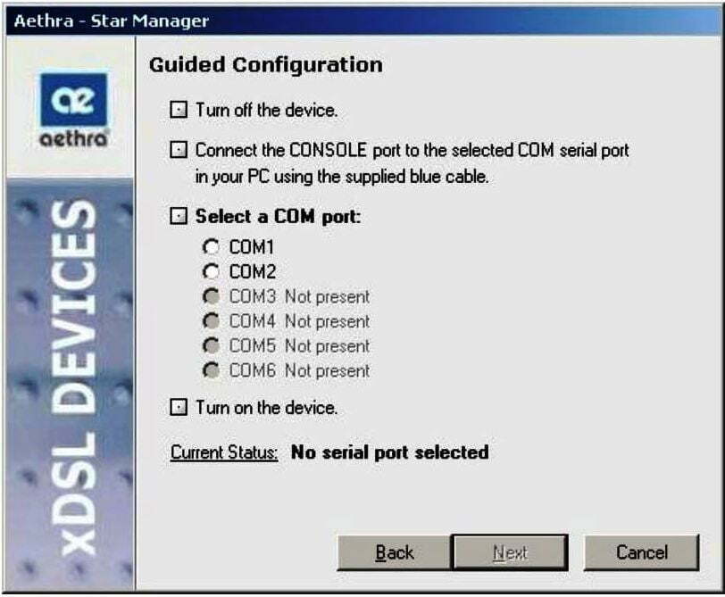 10.0.0.1 Aethra Router Configuration