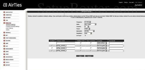 AirTies Wifi Router Wireless Settings