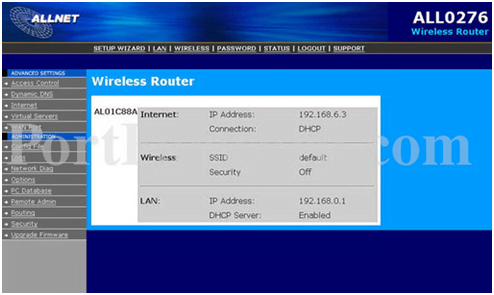 AllNET Router Wireless settings