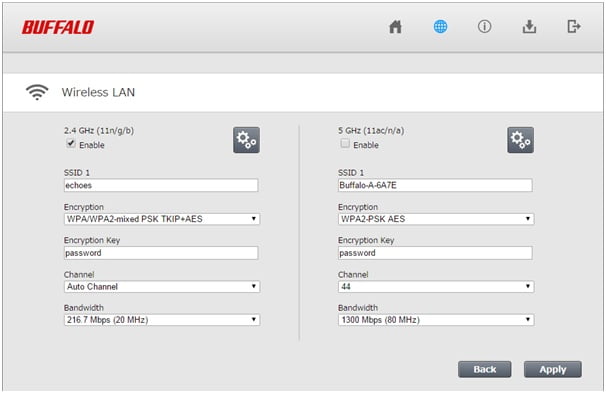 Buffalo Router Wireless LAN Settings