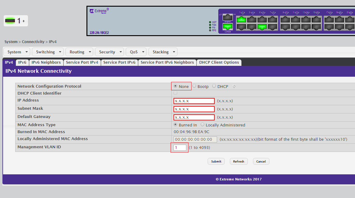 Extreme Networks Router Network Setup