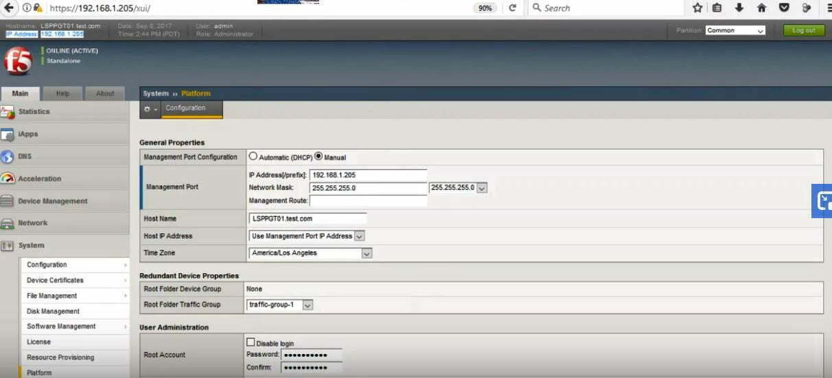 F5 Networks Router Settings