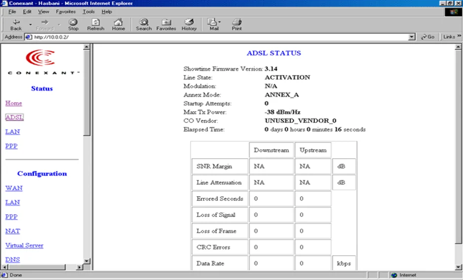 Conexant Router ADSL Settings