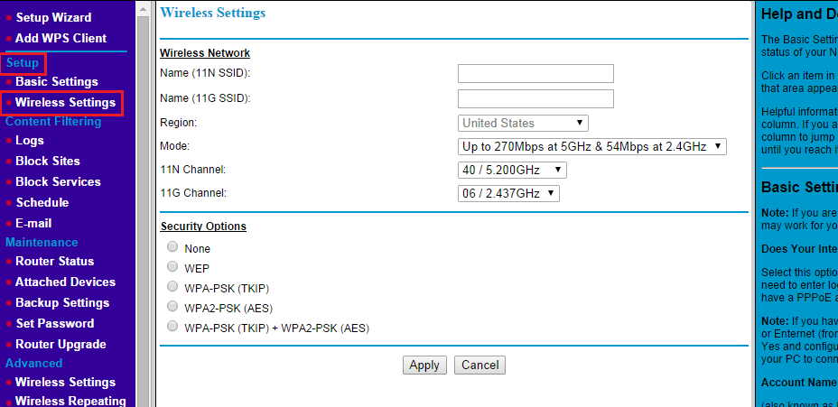 Iblitzz Router wireless Settings