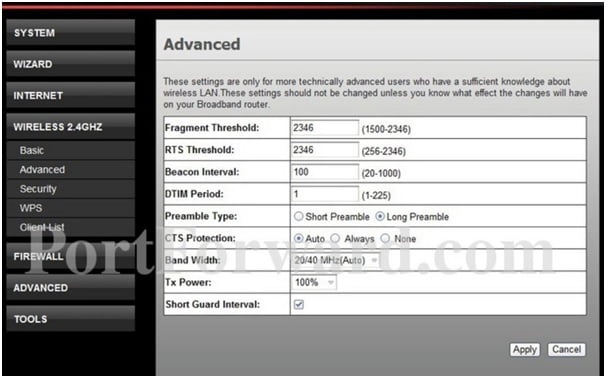 Intel Router Advanced Settings