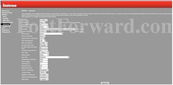 Inteno Routers Advanced Settings