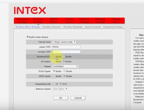 Intex Router Basic settings