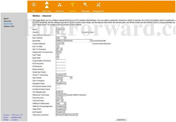 Meridian Router Advanced wireless settings