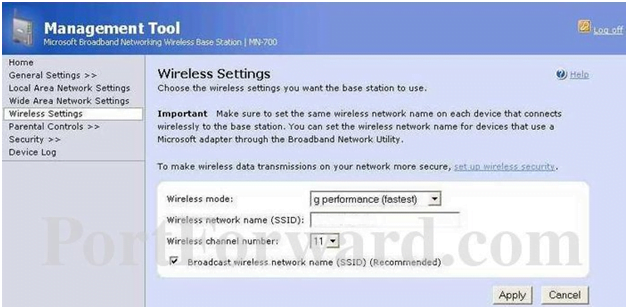 Microsoft Router Wireless Settings