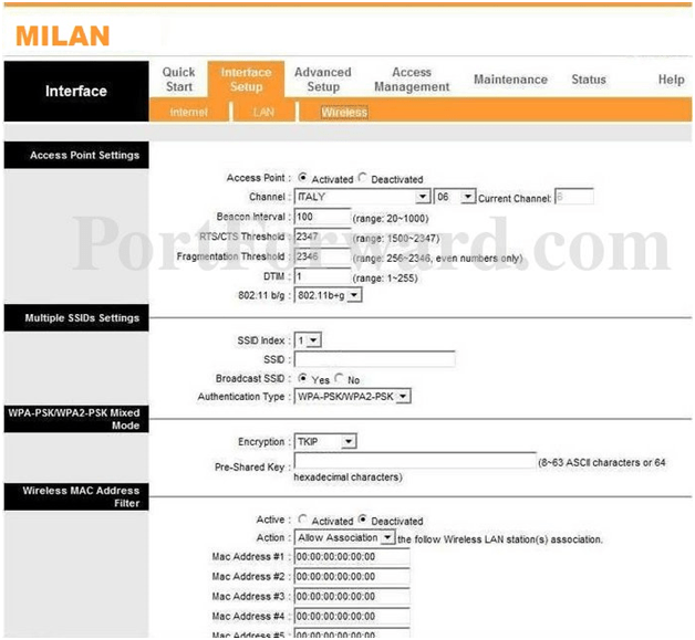 Milan Router Interface Setup