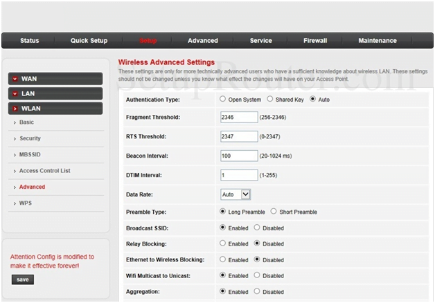 NEC Router Wireless Advanced Settings