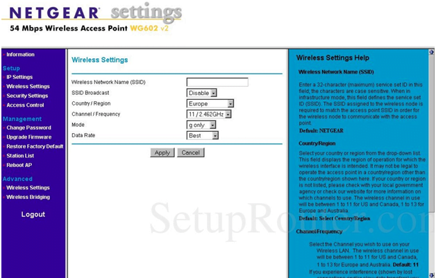 NetGear Router Wireless Settings
