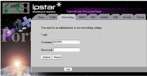 iPSTAR Network Settings Login