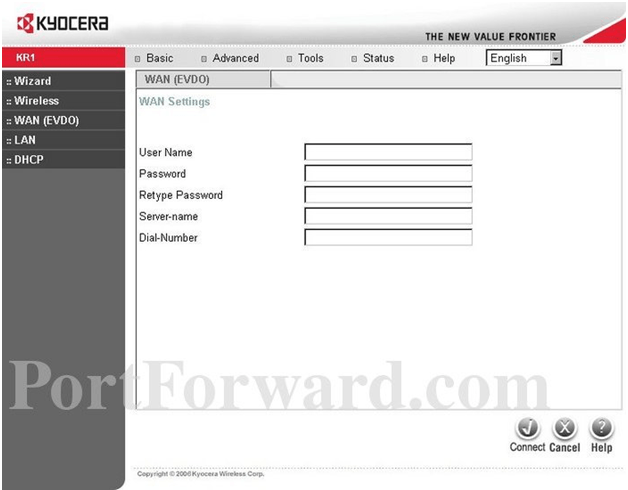 Kyocera Router WAN Settings