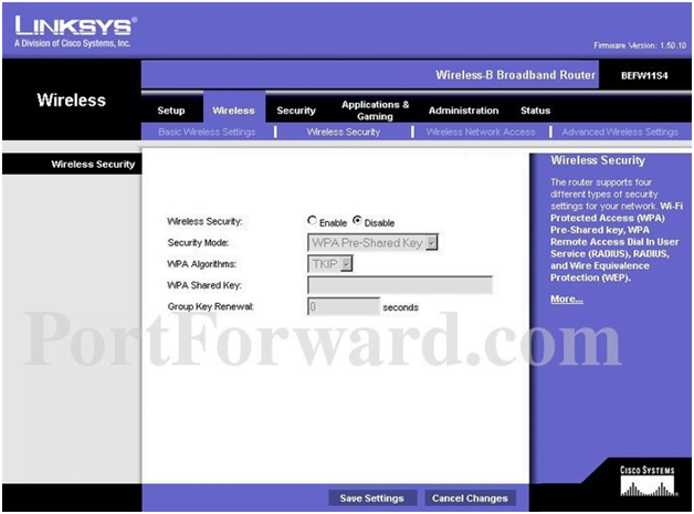 Linksys Router Wireless Security