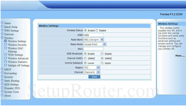 NGSec Router Basic Wireless Settings