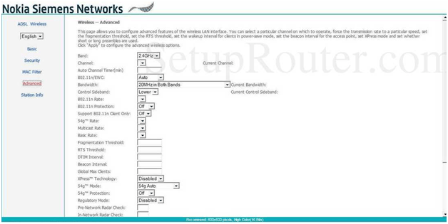 192.168.1.1 Nokia Router Wireless Advanced Settings