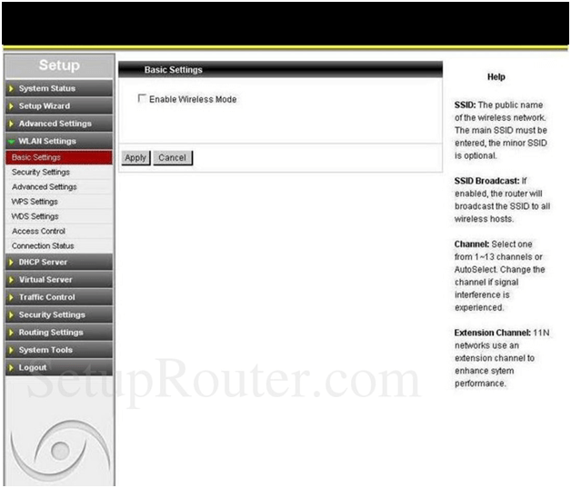 Olitec Router WLAN Basic Settings