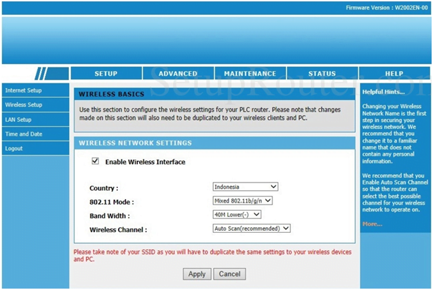 Omnitronix Router Basic Wireless Settings