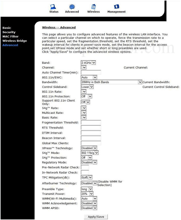 OpenConnect Router Advanced Wireless Settings