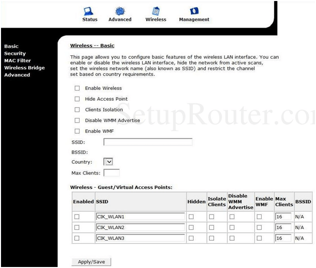 OpenConnect Router Basic Wireless Settings