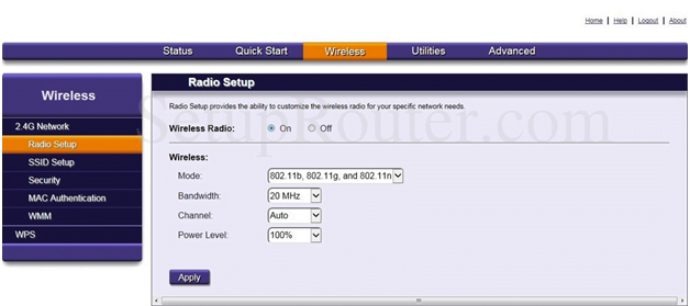 Origo Router Wireless Radio Setup