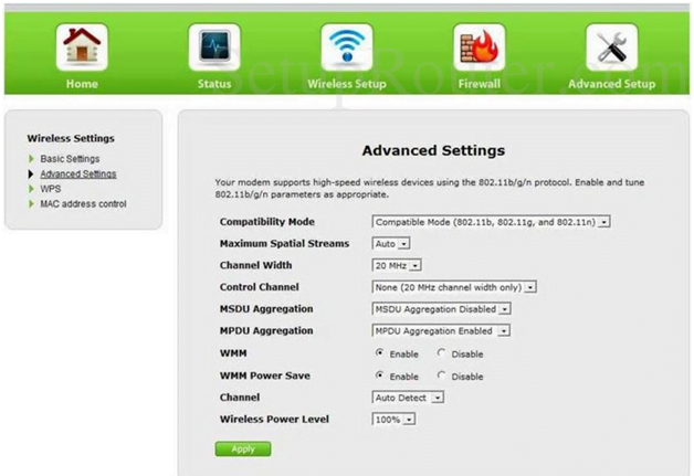 Penril Datability Router Advanced Wireless Settings