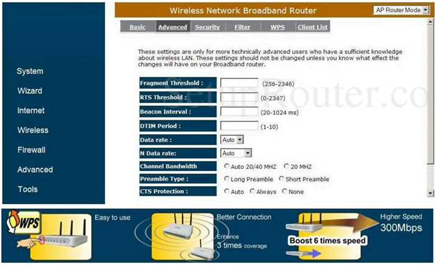 Perle Router Advanced Wireless Settings