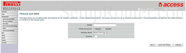 Pirelli Router Channel and SSID Configurations