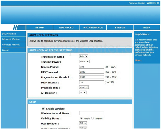 Nullsoft Router Advanced Wireless Settings